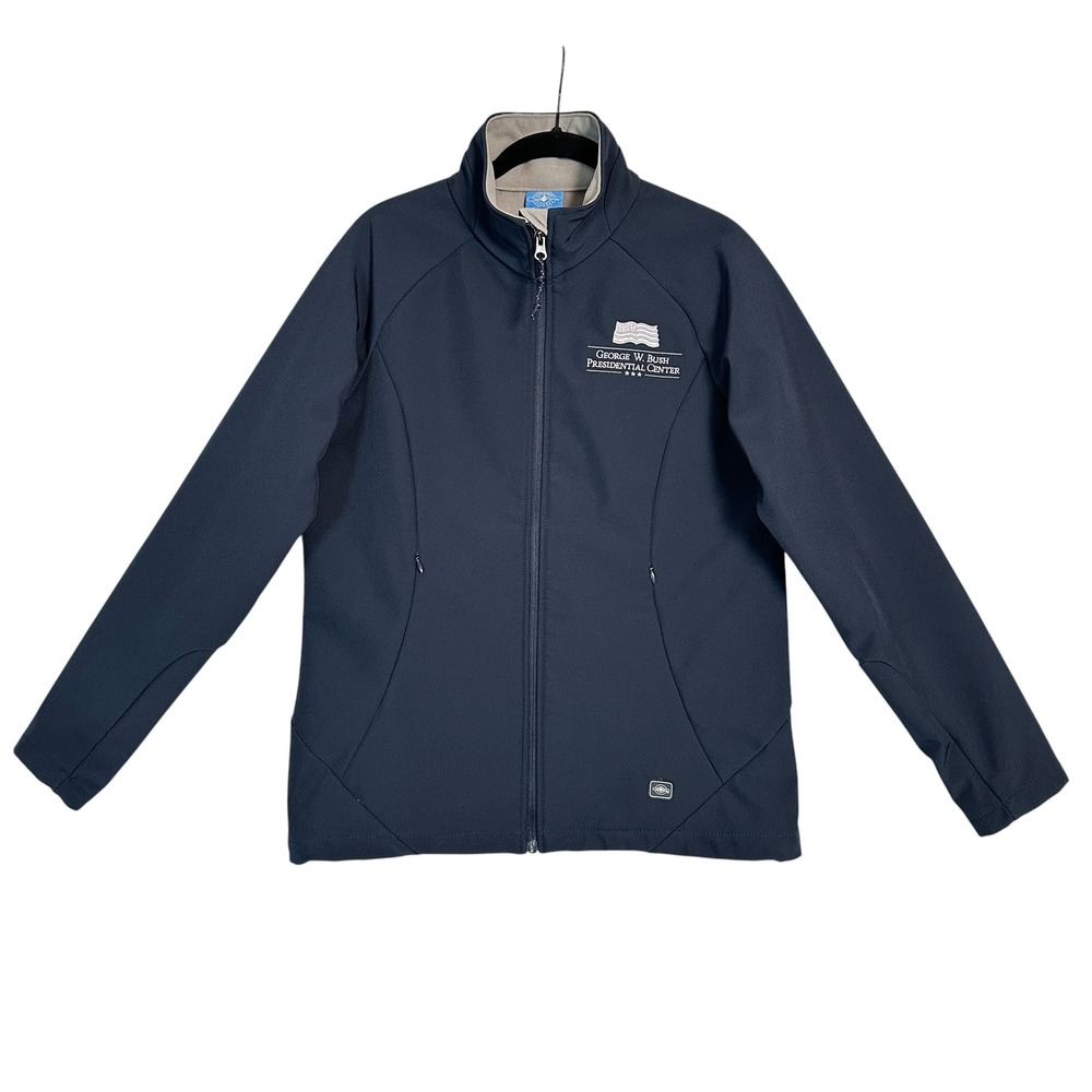 George W Bush Presidential Center Womens M Softshell Full Zip Jacket Navy‎